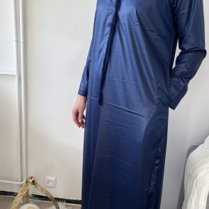 Qamis Emiratie Bleu Marine Satinée