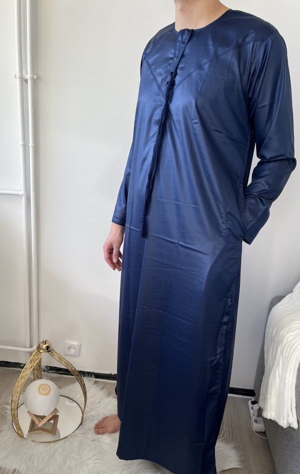 Qamis Emiratie Bleu Marine Satinée