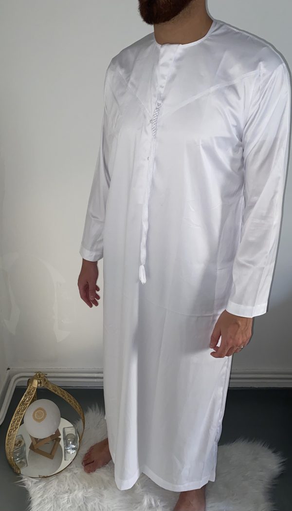 Qamis Emiratie Blanc Satinée